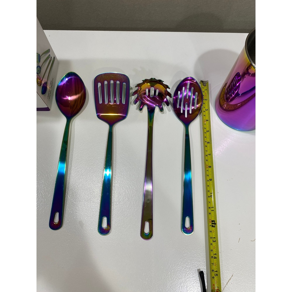 The Sneaky Chef 5 Piece Rainbow Titanium Stainless Steel Kitchen Tool Set Jar - Picture 6 of 7